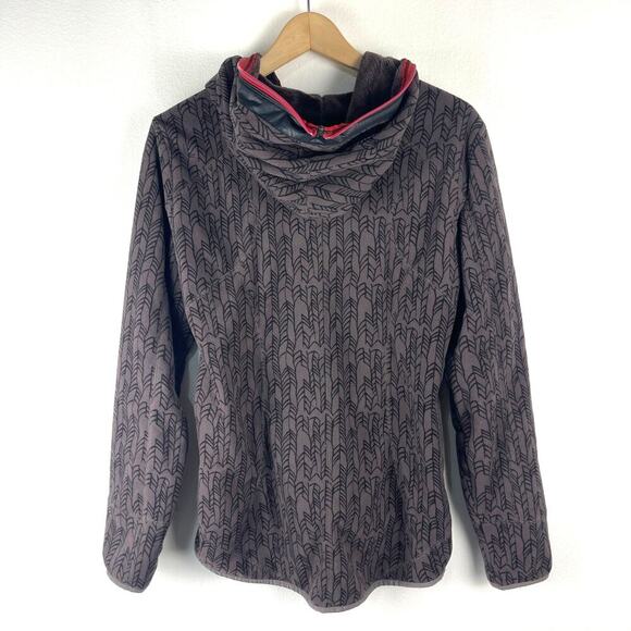 Lole Grey Black Pink Full Zip Fleece Patterned Jacket Warm Women's Size Large - Picture 2 of 11